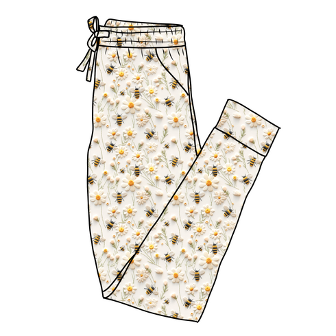 Sweet Bees Women's Pajama Pants(Ankle Cuff)