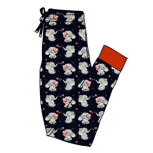 Elephant Kisses Women's Pajama Pants(Ankle Cuff)