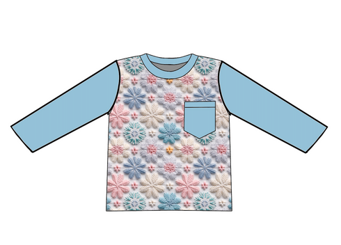 Stitched Snow Flakes Pocket Tee