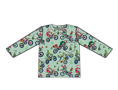 Racing Through The Snow Long Sleeve Pocket Tee