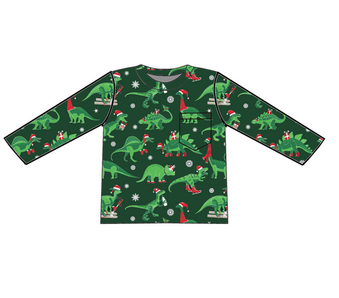 Santa Saurus Long Sleeve Pocket Tee