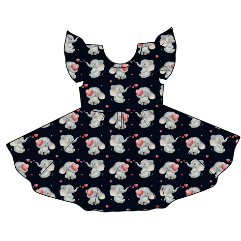 Elephant Kisses Twirl Dress with pockets