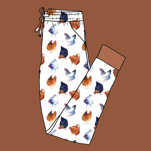 Chicken Parade Women's Pajama Pants(Ankle Cuff)