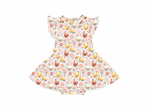 Chickens Twirl bodysuit