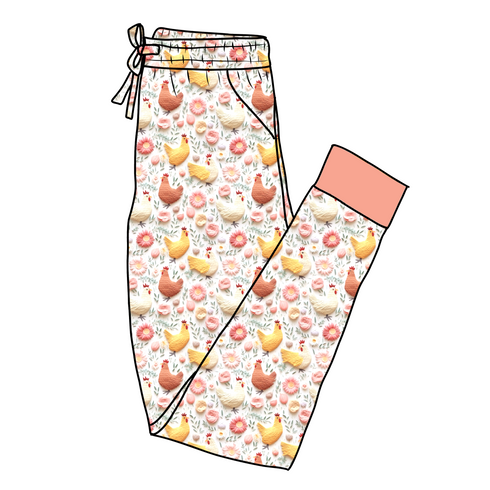 Chickens Women's Pajama Pants(Ankle Cuff)