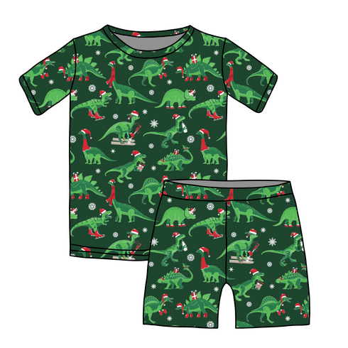 Santa Saurus short sleeve top/short Pajama set
