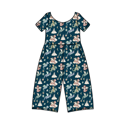Dragons Eggscape Wide Leg Romper with pockets
