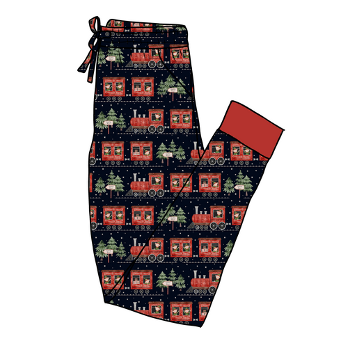 Elf Train Women's Pajama Pants(Ankle Cuff)