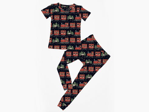 Elf Train short sleeve top/pant Pajama set