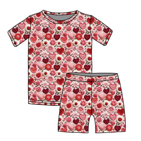 Stitched with Love Short sleeve top/Shorts set