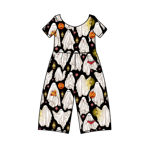 Ghoulish Gals Wide Leg Romper with pockets