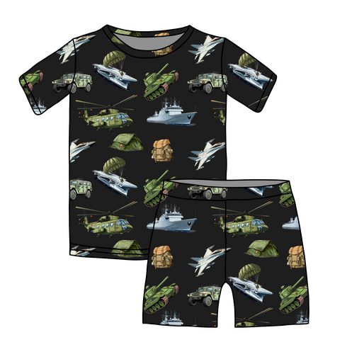 Military Short sleeve top/Shorts set