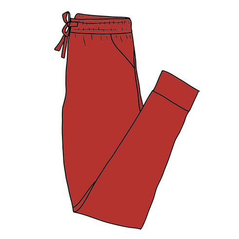 Red Women's Pajama Pants(Ankle Cuff)