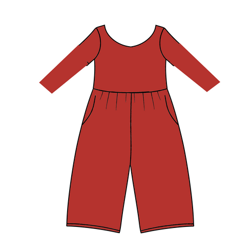 Red Wide Leg Romper with pockets(New sizing more True to size)
