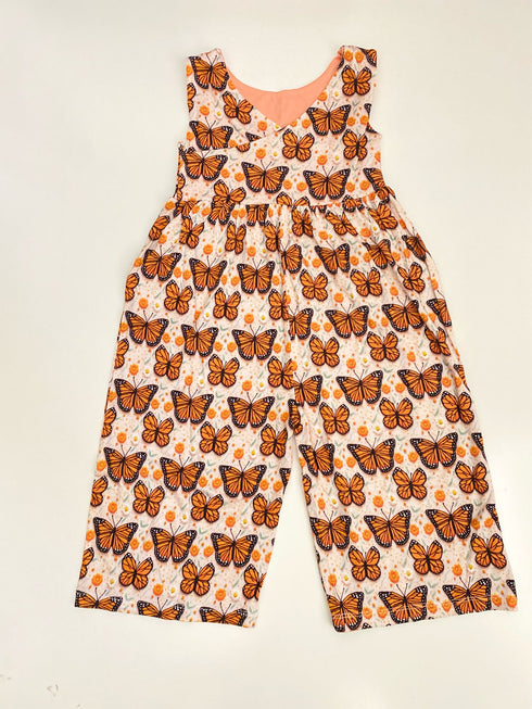 Cross Back Monarch Meadows Wide Leg Romper with pockets